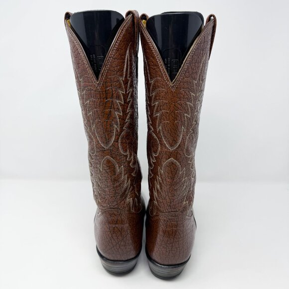 Nocona Brown Leather Western Boots Men's US Size 8 Pull On Made in USA - Picture 4 of 10